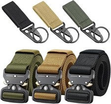 3 Packs Tactical Belt, Military Style Webbing Riggers Web Belt Heavy-Duty Qui...