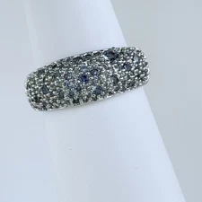 Bomb Party Ring Sz 8 "All Made Of Stars" Blue Zircon Spinel & CZ Pave on Rhodium