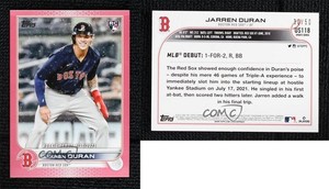 2022 Topps Update Debut Mother's Day Hot Pink /50 Jarren Duran #US118 Rookie RC