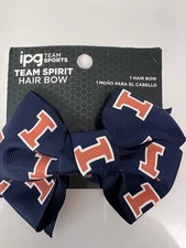 RARE Illinois Illini Hair Bow Barrette by IPG Team Sports NCAA Item & FREE SHIP!