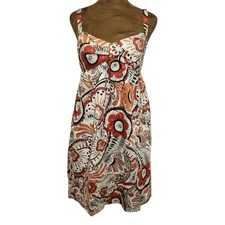 Ann Taylor Loft Dress Size 0 Y2K Retro Floral Pattern Cotton Pockets Sleeveless