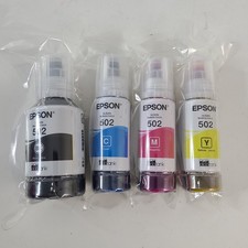 Genuine Epson 502 Ink Combo Bottle for ECO-TANK ET-Printers-OEM-4PK Exp 01/27