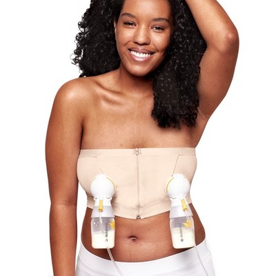 Medela Hands Free Pumping Bra X Large Chai Adaptive Stretch Comfortable Support