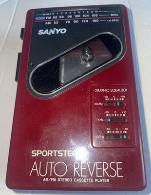 VINTAGE SANYO SPORTSTER  MGR-87 Cassette RED WALKMAN AM/FM Radio PARTS/REPAIR