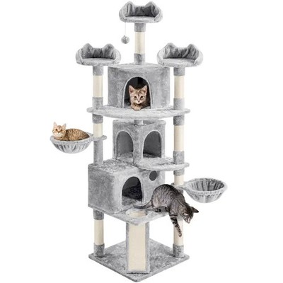 76.5'' Large Cat Tree w/3 Condos, 9 Scratching Posts & Toys - for Multiple Cats
