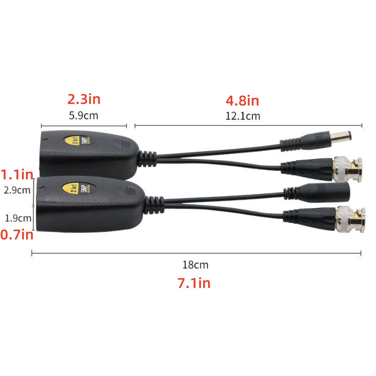 BNC To POE Adapter Balun Connector Twisted Pair Transmitter For Surveillance