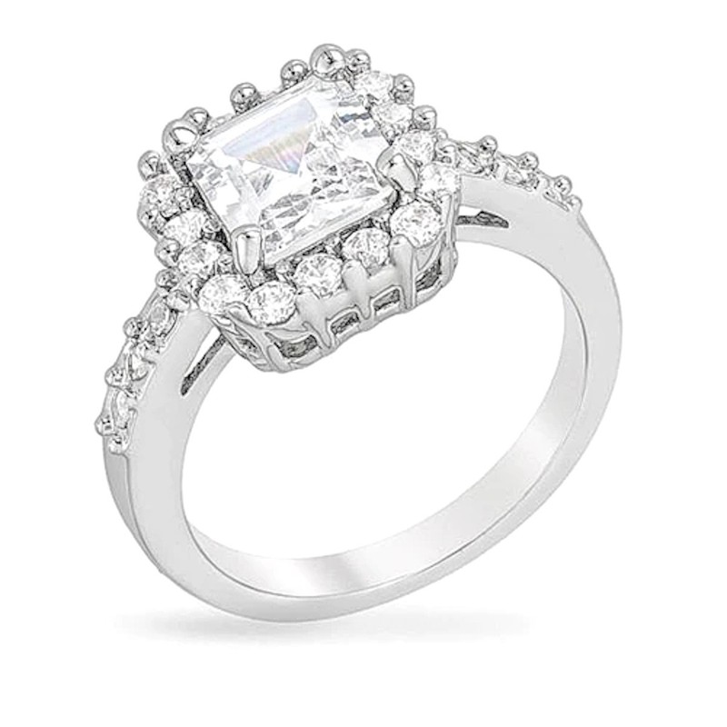 Pave Asscher Ring Size 9