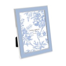 Laura Ashley 4x6 Cashmere Blue Enamel Picture Frame, Silver Metal Edge with