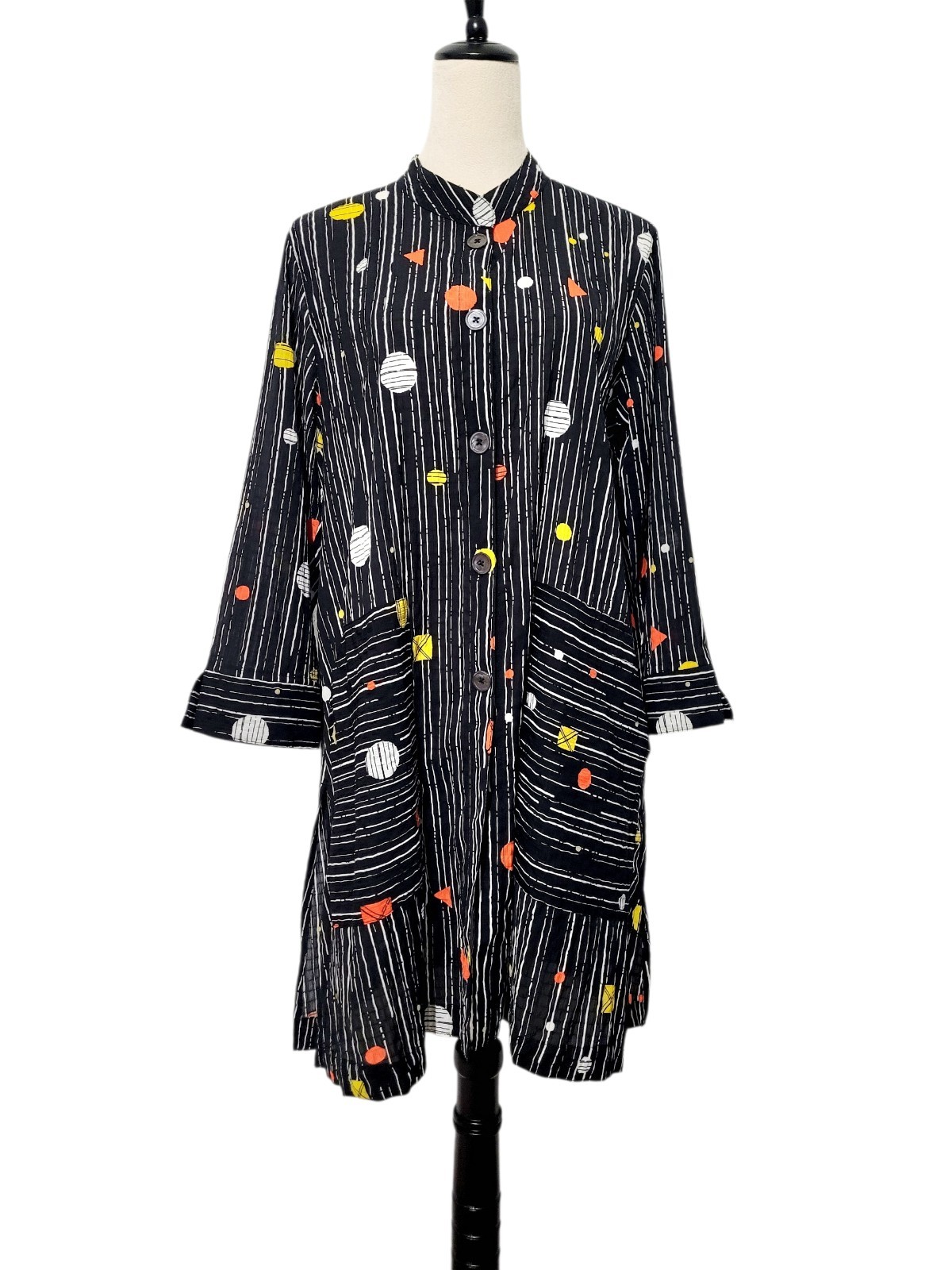 John Mark Size Medium Artsy Button Front Long Tun… - image 2