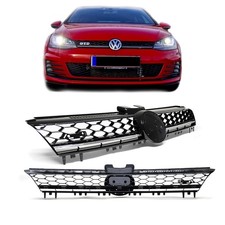 Kühlergrill Grill Chromleiste Schwarz für Emblem passt für VW Golf 7 VII o. GTD