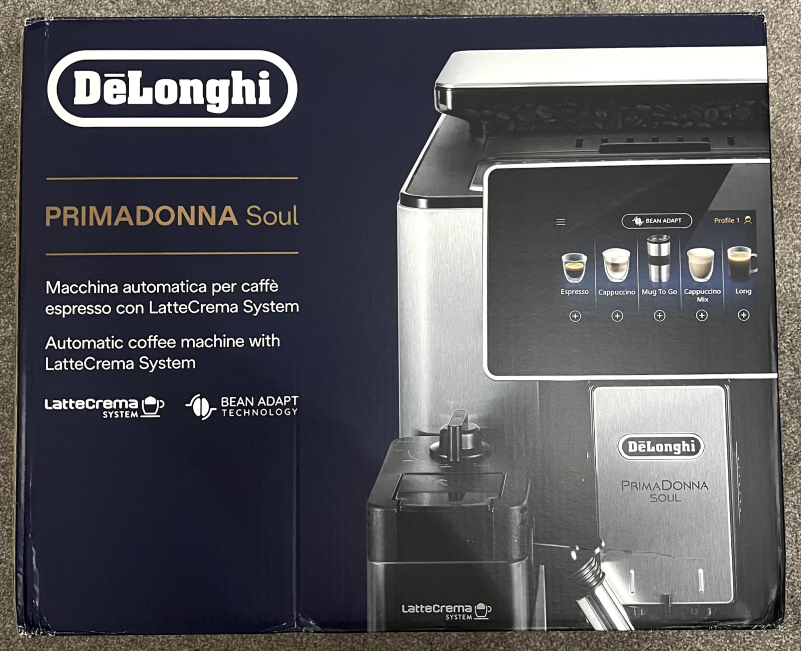 Delonghi De'Longhi PrimaDonna Soul One Connected Touch Bean to Cup coffee machine Metal & Black - Metal Black