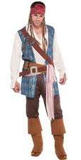 Jack Sparrow Pirates of the Caribbean Disney 5 Piece Costume Adult Standard...