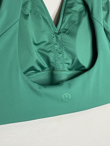 Lululemon Women's 12 Large Green Collared Sports Bra Top Padded - Picture 4 of 5