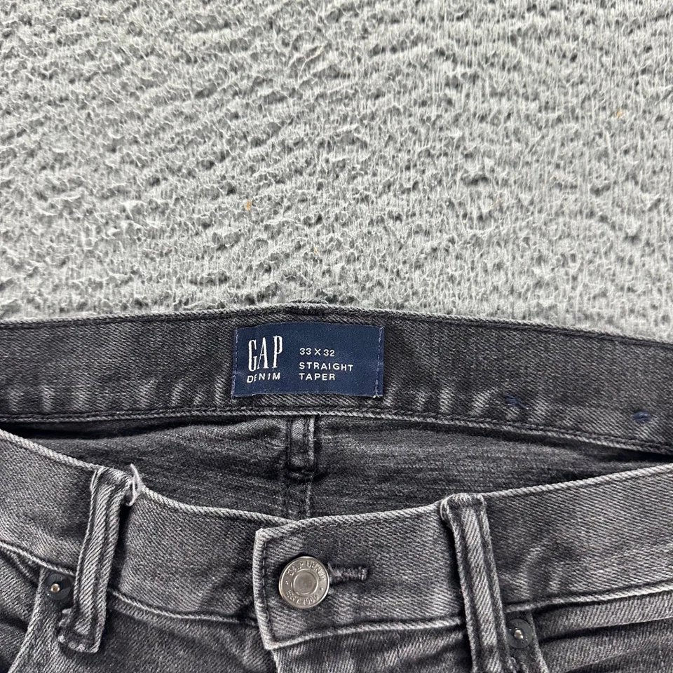 Gap 1969 Jeans Mens 33x32 Gray Dark Wash Cotton Stretch Straight Taper Fit - Image 3 of 4
