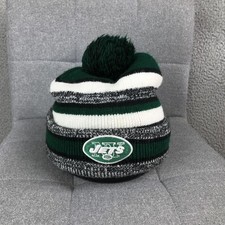 New York Jets Hat Beanie Mens One Size Green White Knit Pom NFL Football
