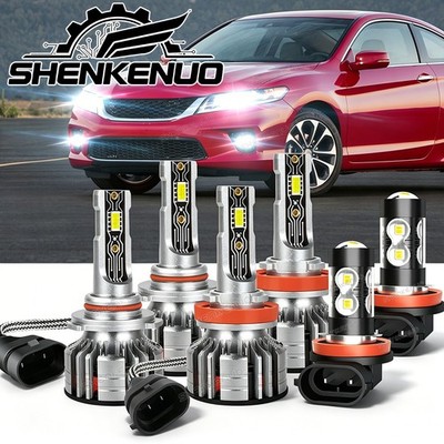 For Honda Accord 2013-2015 Combo 6500K LED Headlights + Fog Light 6x Bulbs Kit