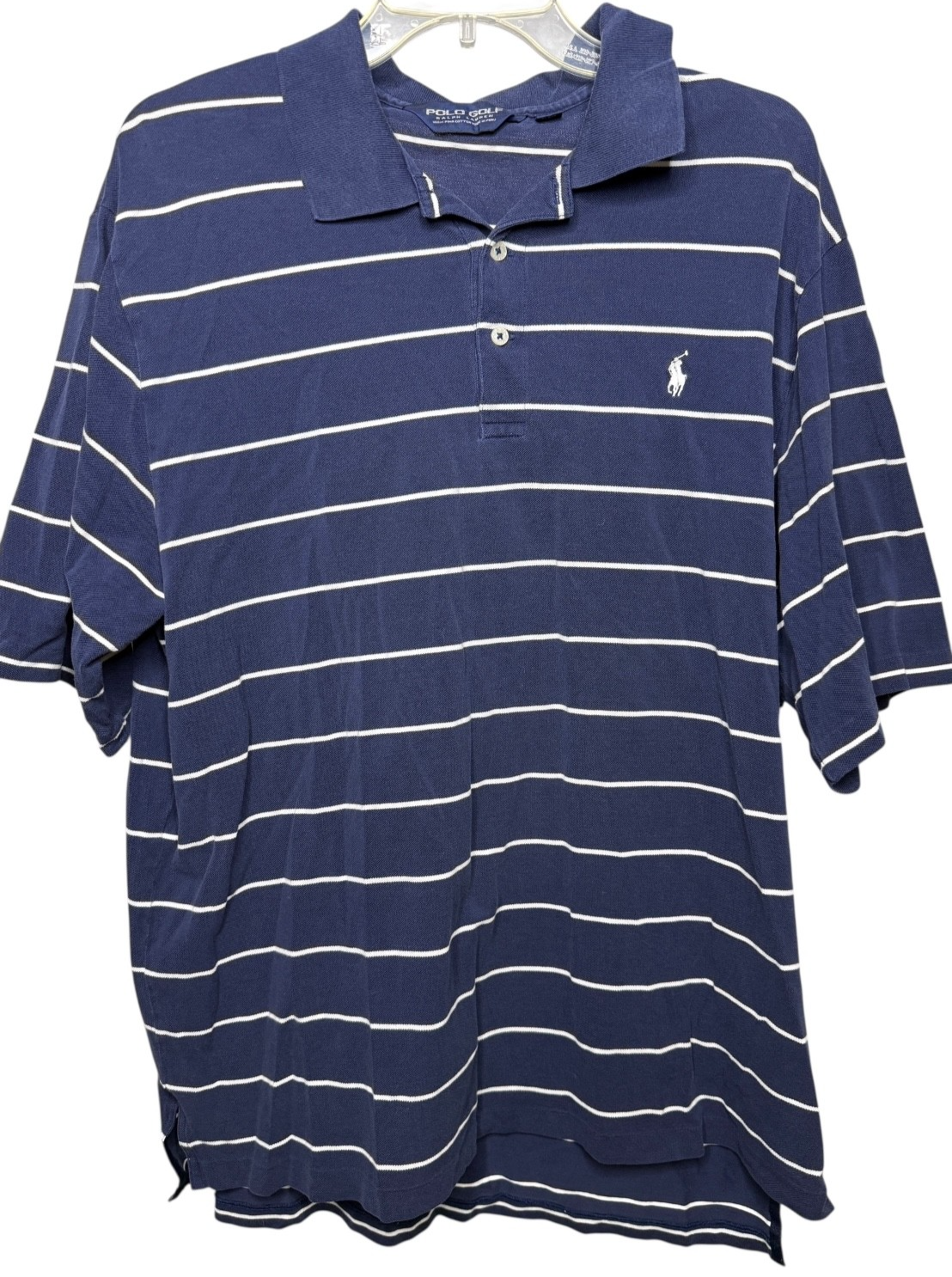 Polo Golf Ralph Lauren Mens XL Blue White Stripe Pima Cotton Polo Shirt