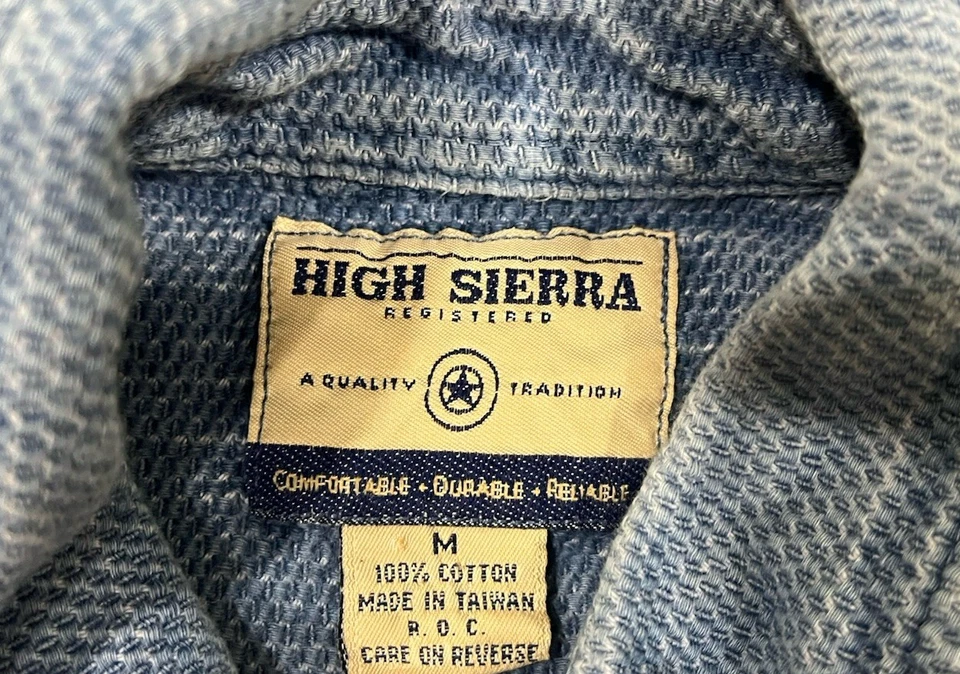 High Sierra Denim Shirt Mens M Blue Button Up Long Sleeve Pockets - Image 2 of 4