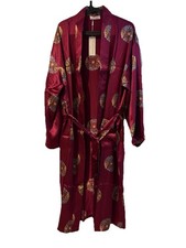 Vintage Women  s Red 100 Silk Asian Oriental Kimono Robe Sleepwear Size XL