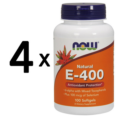 4 x NOW Foods Vitamin E-400 IU with Selenium - 100 softgels (562,19 EUR/kg)