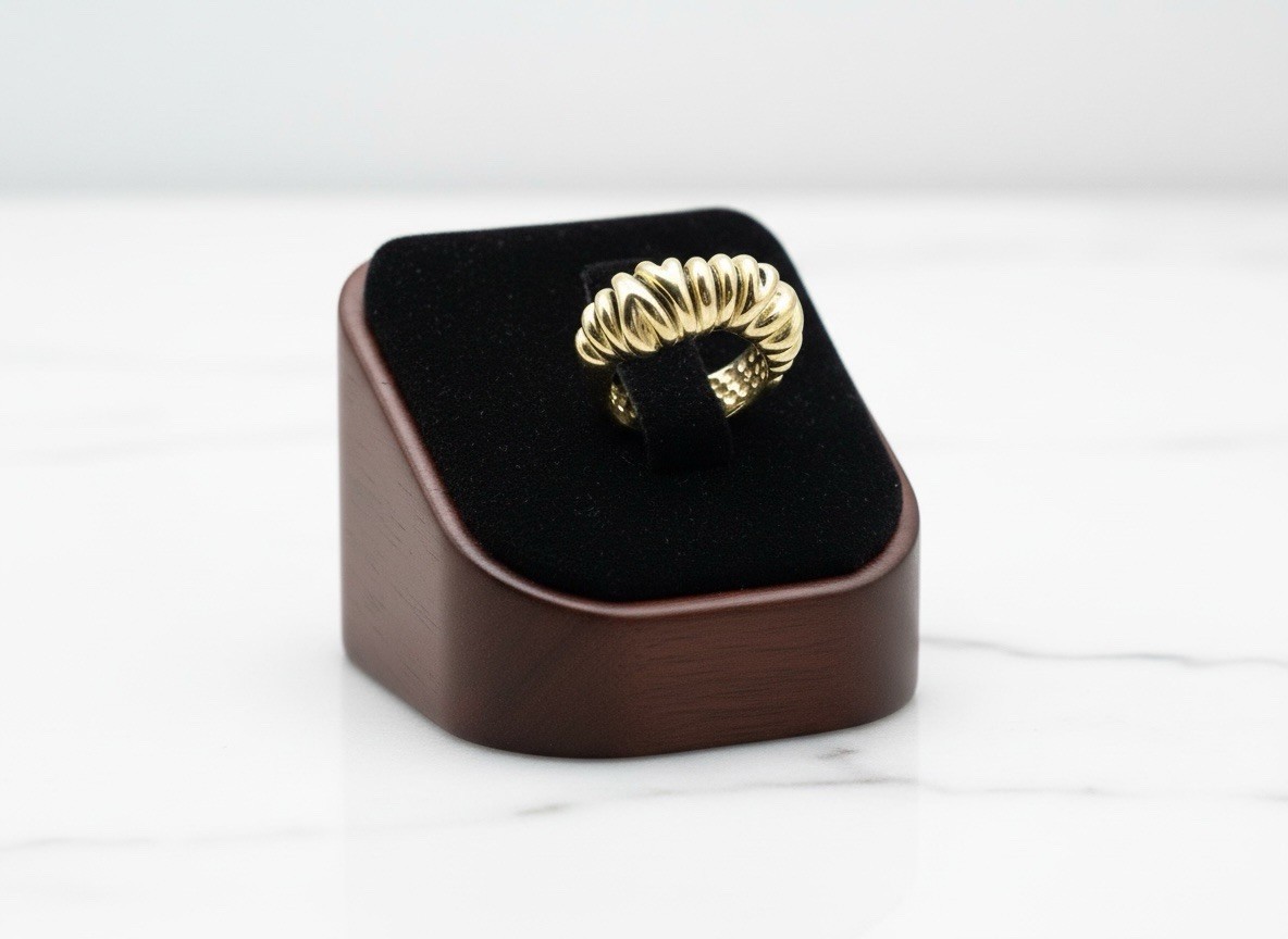 Modern Ribbed Dome Ring in Solid 925 Sterling Sil… - image 2