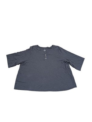 Pure Jill Hemp & Cotton Henley Button Top (3X)