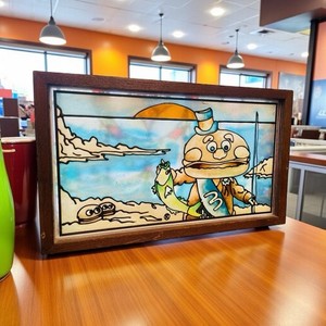 Vintage Rare 1970s McDonalds Restaurant Mayor McCheese Window 30"L x 18"H