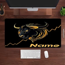 40*90cmBitcoin Bull & Rising Chart Themed Gaming & Office Desk Mat - Custom Name