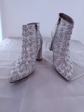 Women's Silver With Metallic Studs Ankle Boots Size 7 By Pierre Dumas