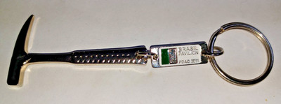 BRAZIL MINING PAVILION PDAC 2011 METAL KEYCHAIN - BRASIL MINING PICKAXE - NEW