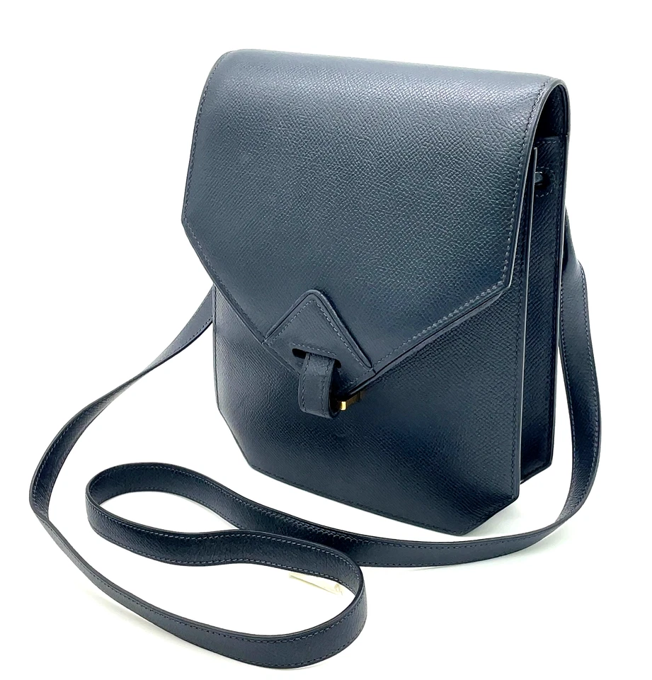 Auténtico bolso bandolera de cuero azul marino Hermès Souri con caja, bolsa antipolvo NS040742 Foto 3 de 4