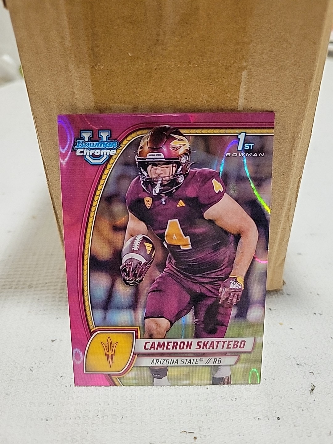 2024 Bowman University Chrome - Cameron Skattebo #37 Pink Lava Refractor (RC)