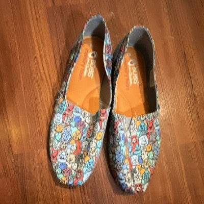 BOBS Women s Memory Foam Slip-On Flats Canvas Multicolor Dog Print US 9 M