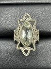 Vintage Sterling Silver Green Quartz Ring 6 Grams Size 8 A14
