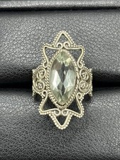 Vintage Sterling Silver Green Quartz Ring 6 Grams Size 8 A14