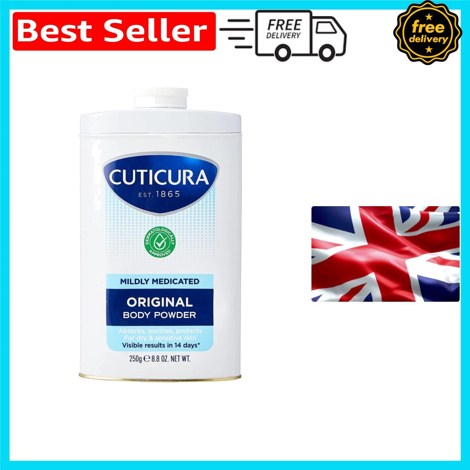 Mildly Medicated Talcum Powder Bundle - 4 x 250g for Skin Irritation Relief