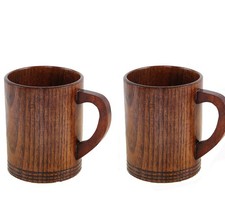 2× Holz Tasse Primitive Handgefertigt Natürlich Tee Wein Kaffee Trinken Becher