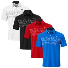 Image of Mizuno Mens Breath Thermo Graphic Polo Shirt Winter Warm Golf Short Sleeve Top