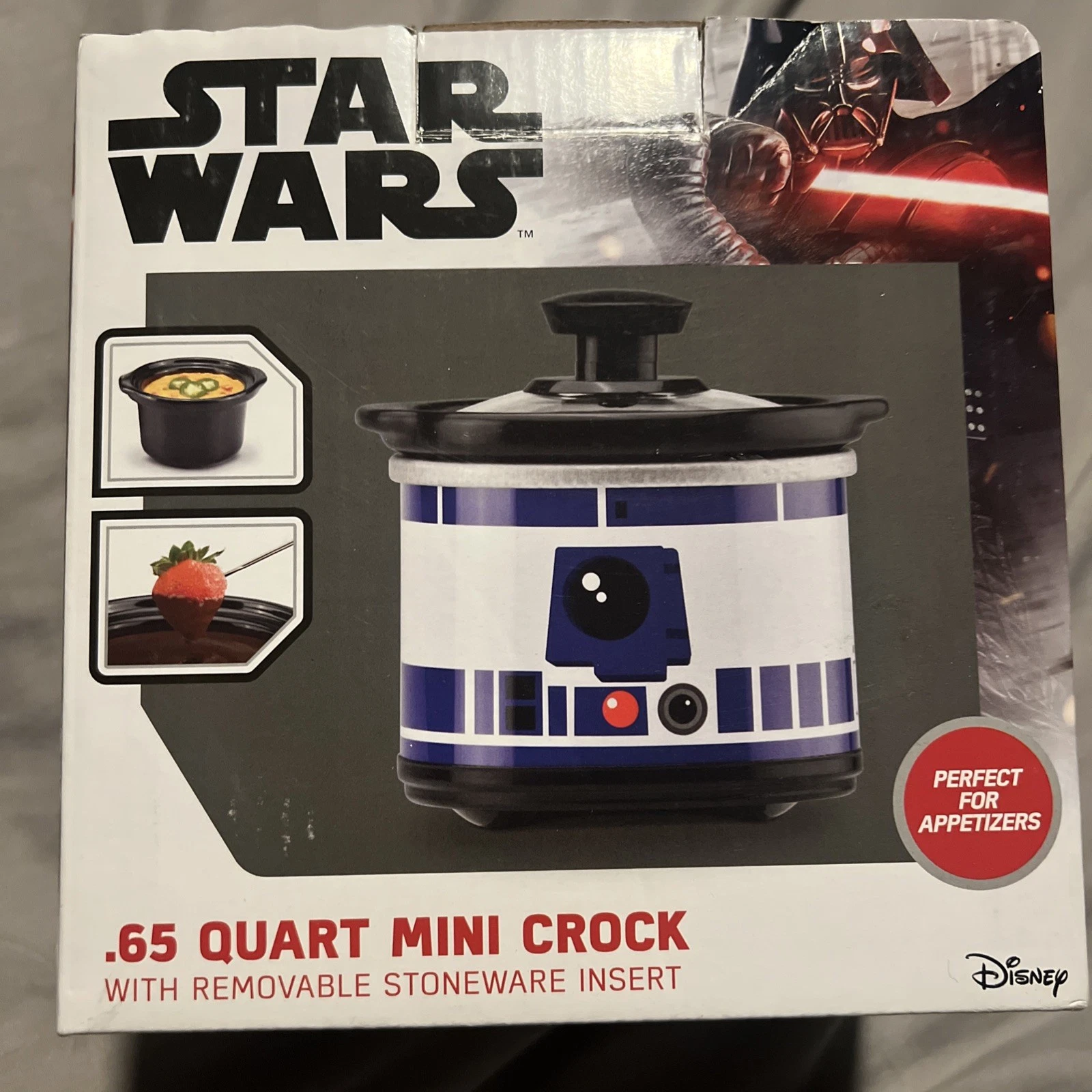 Star Wars .65 Quart Mini Crock Pot R2D2 Removable Stoneware Insert Glass Lid NIB