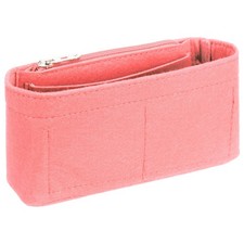 Purse Organizer Insert, Felt Handbag Shaper with Zipper, 7.5"x2"x4", Pink