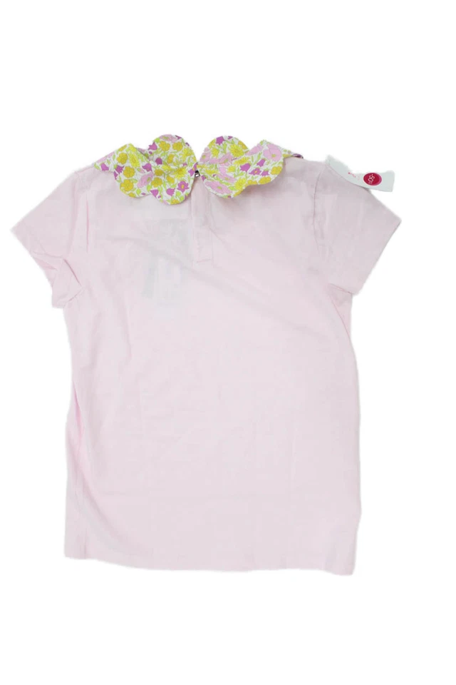 Camiseta Pullover Jacadi Niñas Algodón Cuello Floral Manga Corta Rosa Talla 10 Foto 2 de 4