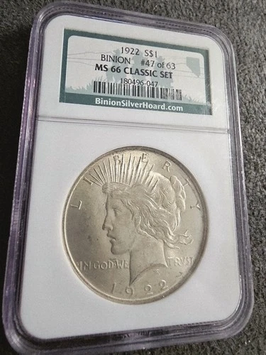 1922 Binion Silver Hoard  #47 of #63 Classic Set NCG MS66 - Stunning Coin