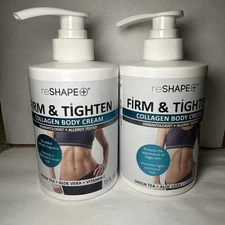 2x Reshape Firm & Tighten Collagen Cream Body Skin Lotion 15 Fl Oz Each!