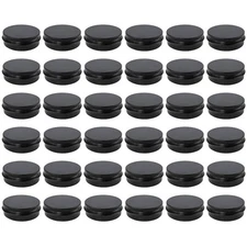36 Pack 2 Oz Black Metal Round Tins with Screw Lids Lip Balm Containers