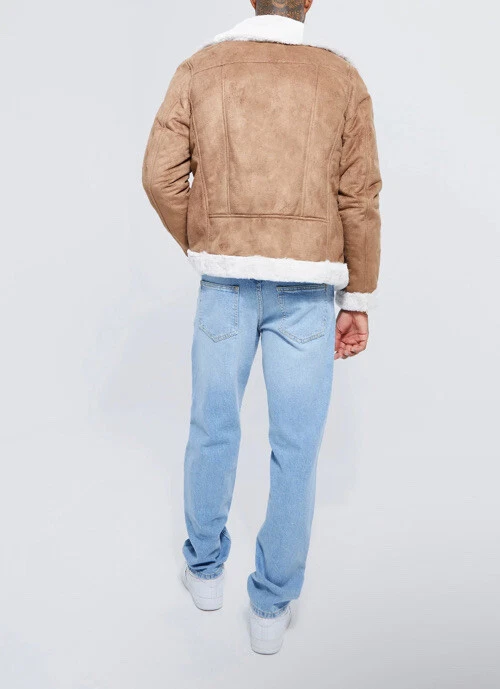 Faux fur lined shop suede aviator