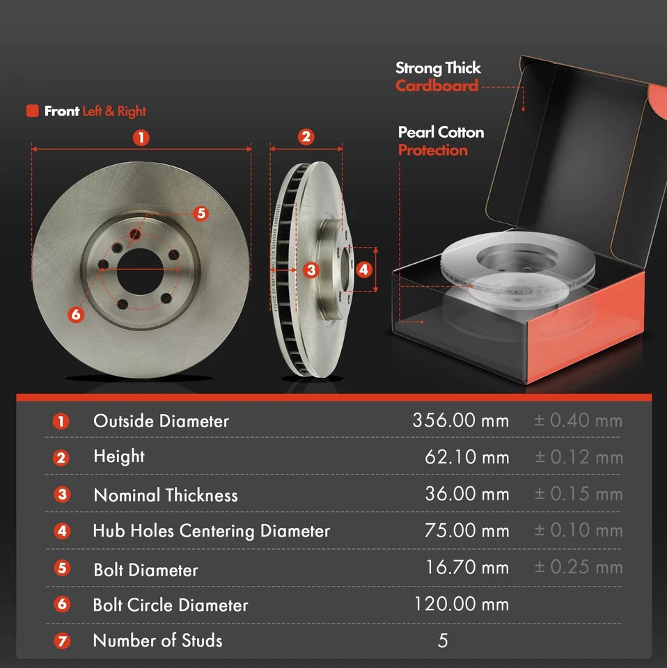 12 piezas rotores de freno de disco delanteros y traseros y pastillas de freno para BMW X5 2002 2003 2004-2006 Foto 2 de 4