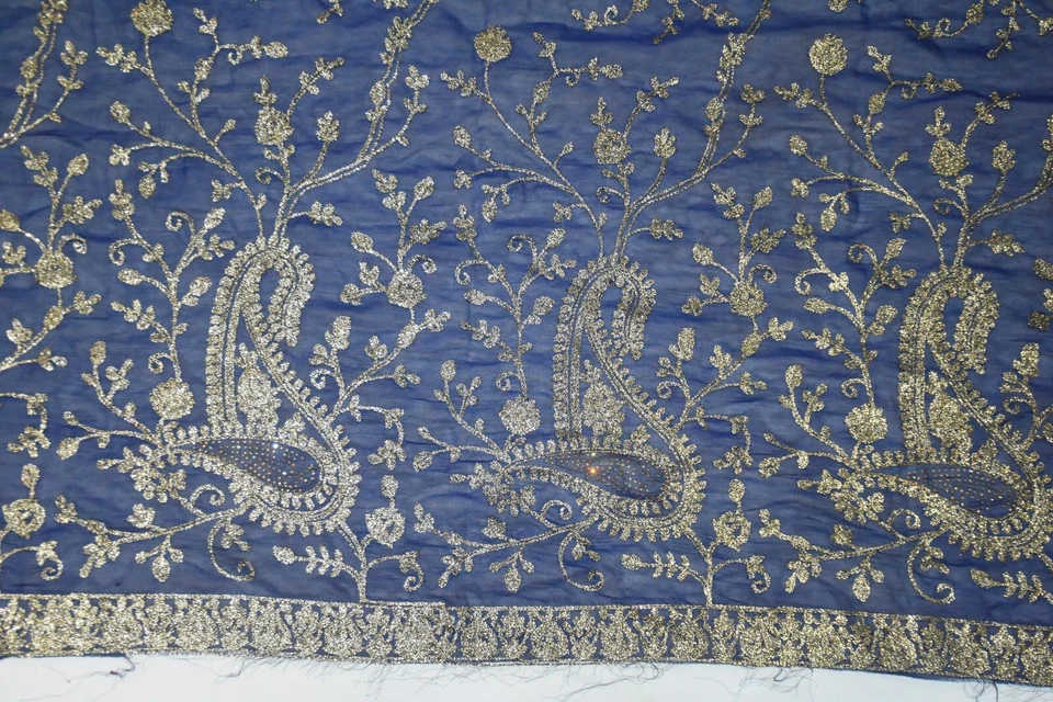 Paisley Dupatta Hiyab Indio Largo Mujeres Bufanda Floral Bordado a Mano Velo Estola Foto 2 de 4