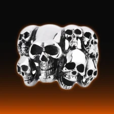 RRJ - Men's 316L Stainless Steel Biker / Punk / Skull Ring Size 9-12