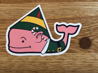NEW Vineyard VINES Holiday ELF Christmas CANDY Cane Whale STICKER Car DECAL