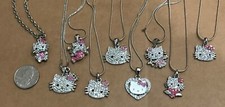 Sparkling beautiful silver tone rhinestone crystal hellokitty necklace FREE SHIP